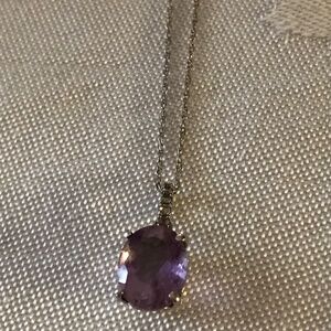 Genuine Amethyst stone pendant necklace 925 silver